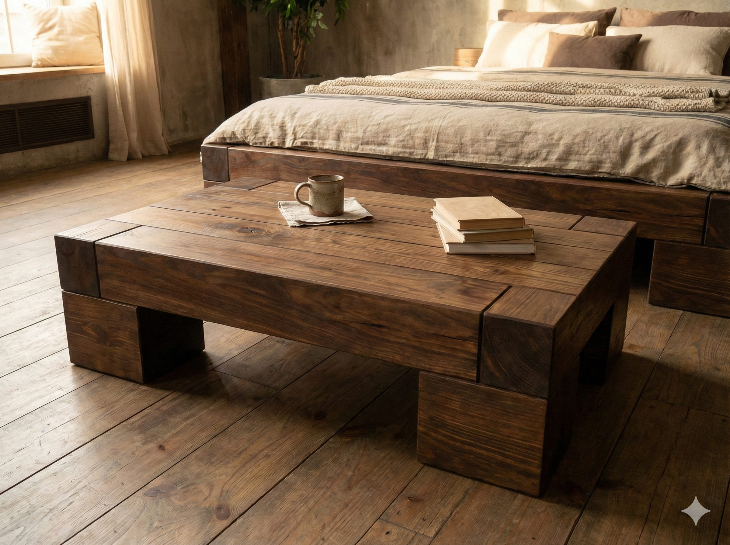 Łóżko dębowe Model Natura - aranżacja sypialni